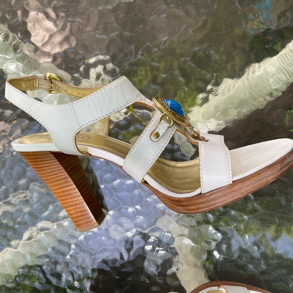 Coach Leather Heeled Sandals, White - Picture 5 of 9